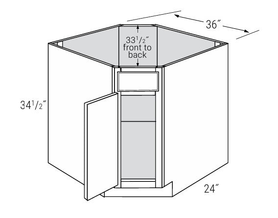 Base Cabinet Corner Diagonal Sink 36" Wide