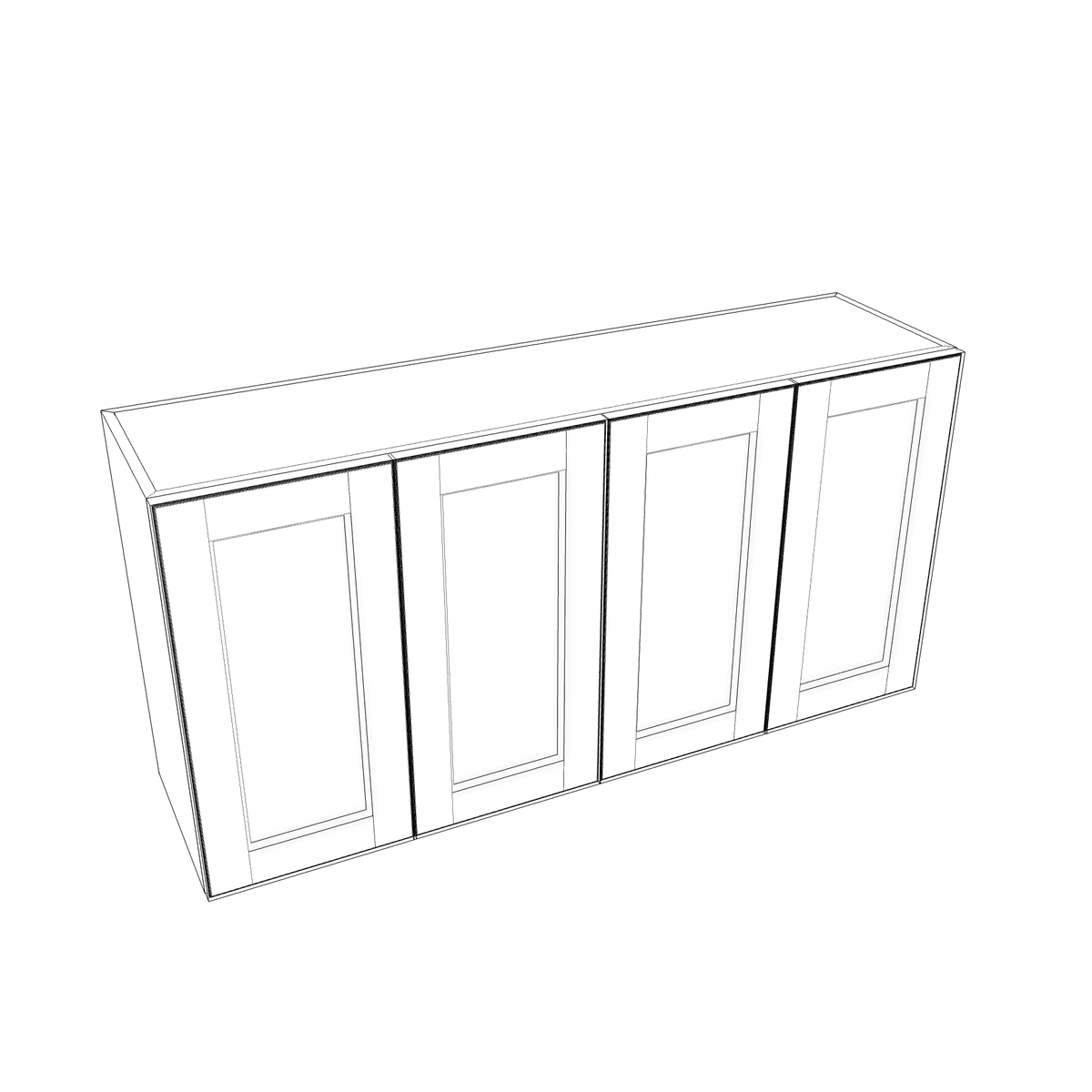 Smoky-Grey Assembled Wall Cabinet Abridged 24" High x 48" Wide 4 Door