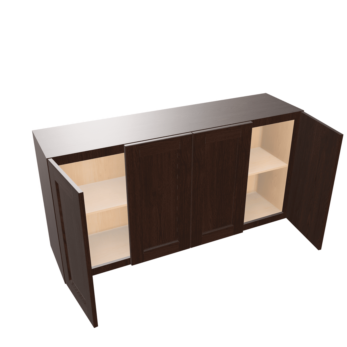Espresso Assembled Wall Cabinet Abridged 24" High x 48" Wide 4 Door