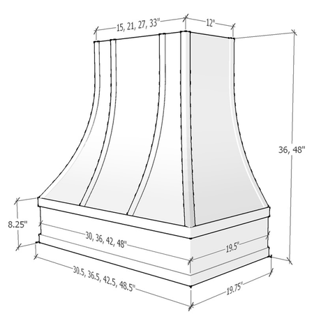 Shaker-White: Hood ASH 2V Ashville Sloped Flat Moulding Strapped Wood