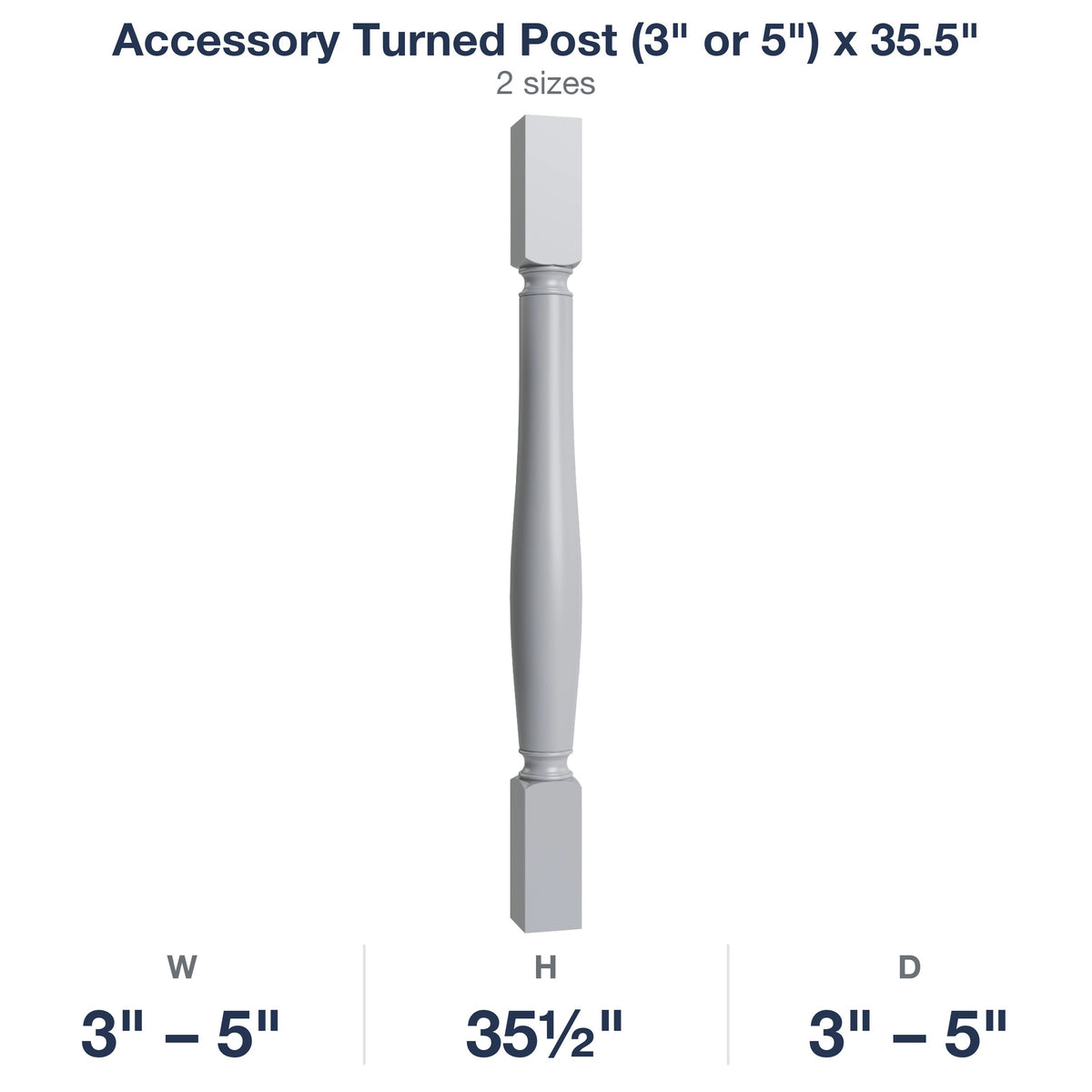 Belmont-Grey: Accessory Turned Post (3" or 5") x 35.5"