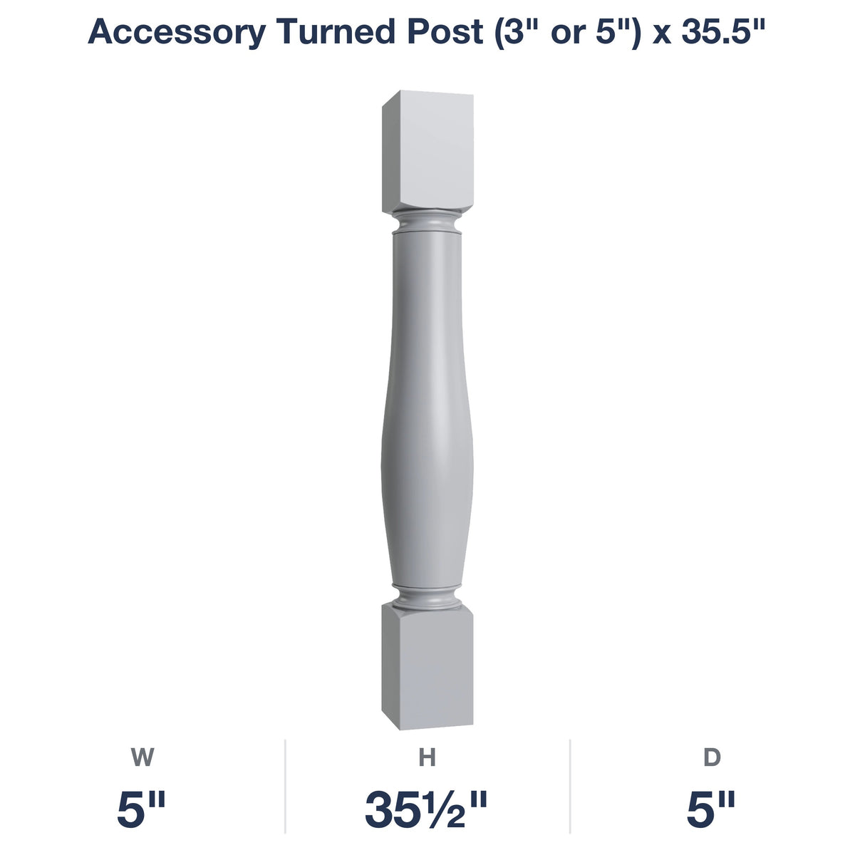 Belmont-Grey: Accessory Turned Post (3" or 5") x 35.5"
