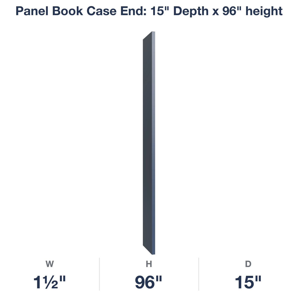Belmont-Midnight: Panel Book Case End: 15" Depth x 96" height