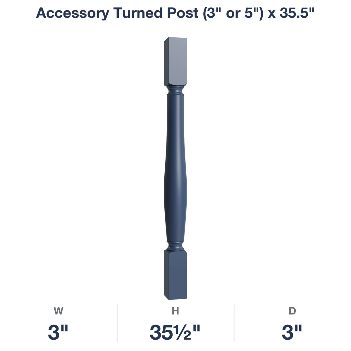 Belmont-Midnight: Accessory Turned Post (3" or 5") x 35.5"