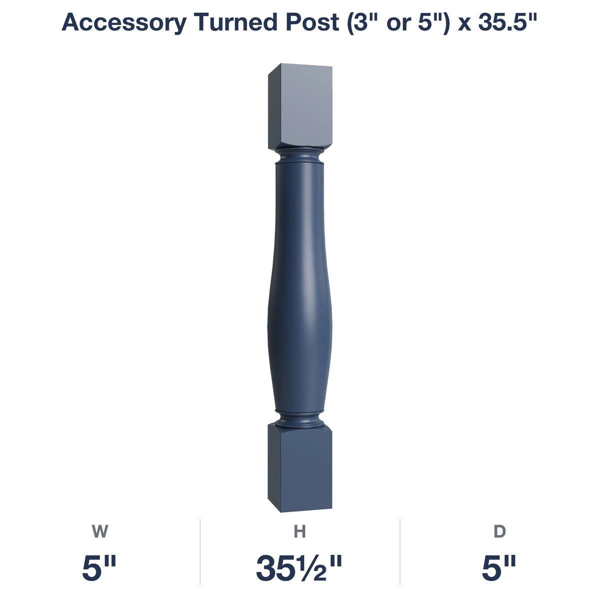 Belmont-Midnight: Accessory Turned Post (3" or 5") x 35.5"