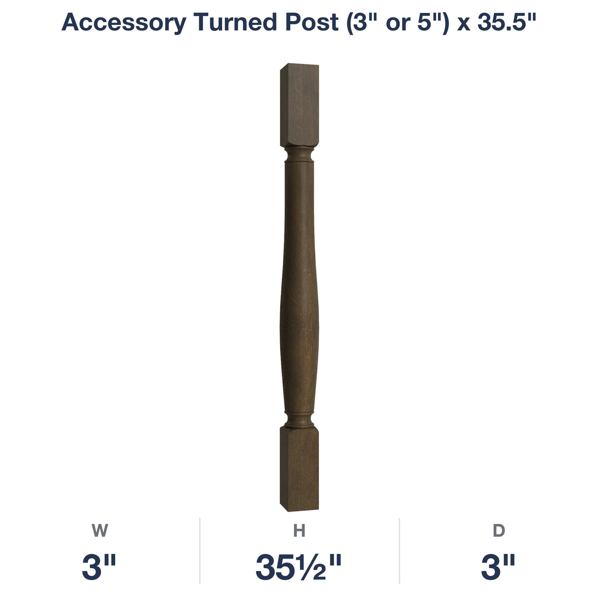 Belmont-Slate: Accessory Turned Post (3" or 5") x 35.5"