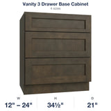 Belmont-Slate Vanity 3 Drawer Base Cabinet