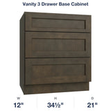 Belmont-Slate Vanity 3 Drawer Base Cabinet