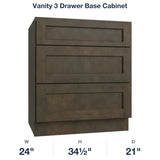 Belmont-Slate Vanity 3 Drawer Base Cabinet