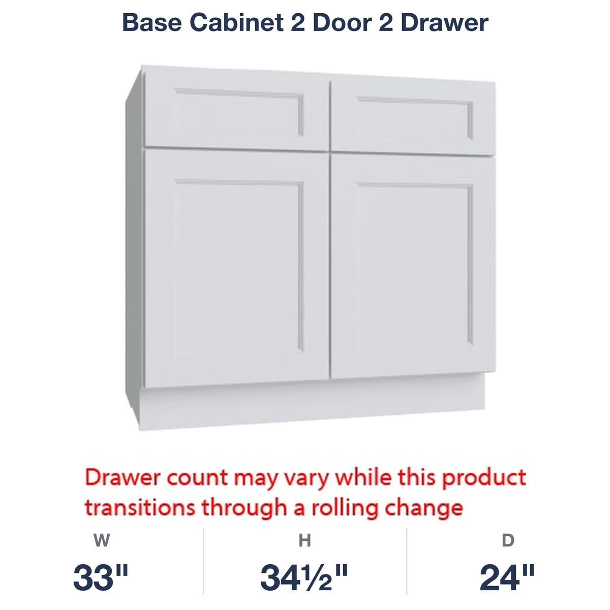 Belmont-White Base Cabinet 2 Door 2 Drawer