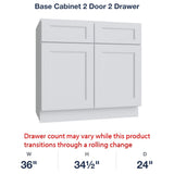 Belmont-White Base Cabinet 2 Door 2 Drawer