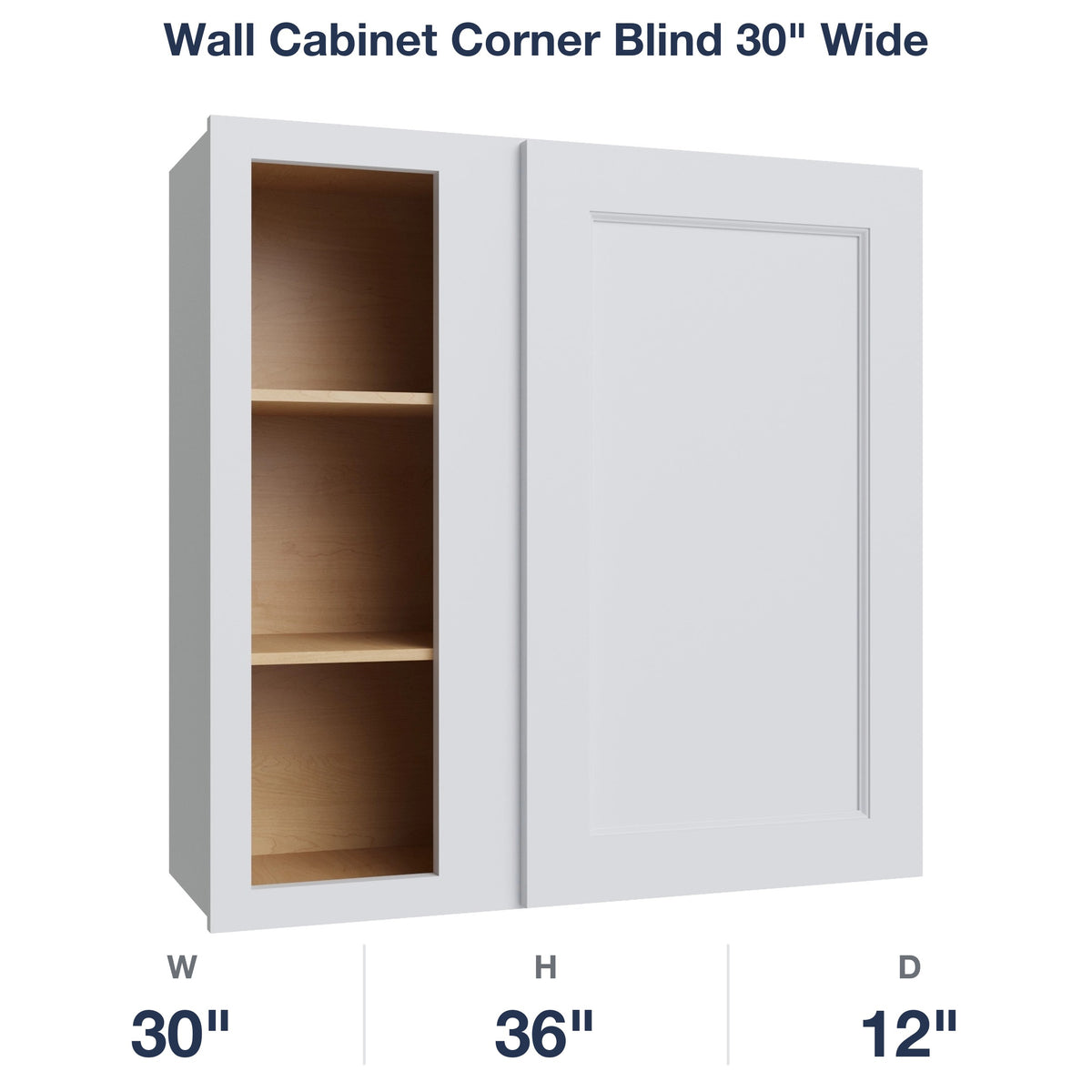 Belmont-White Wall Cabinet Corner Blind 30" Wide