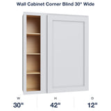 Belmont-White Wall Cabinet Corner Blind 30" Wide