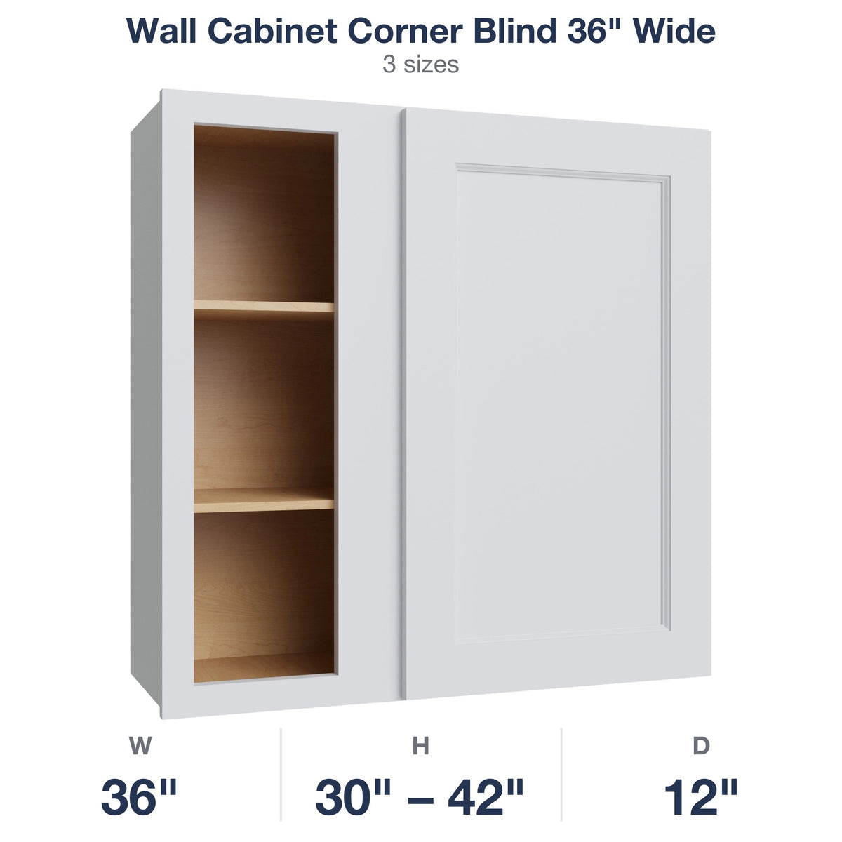 Belmont-White Wall Cabinet Corner Blind 36" Wide