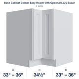 Belmont-White Base Cabinet Corner Easy Reach with Optional Lazy Susan