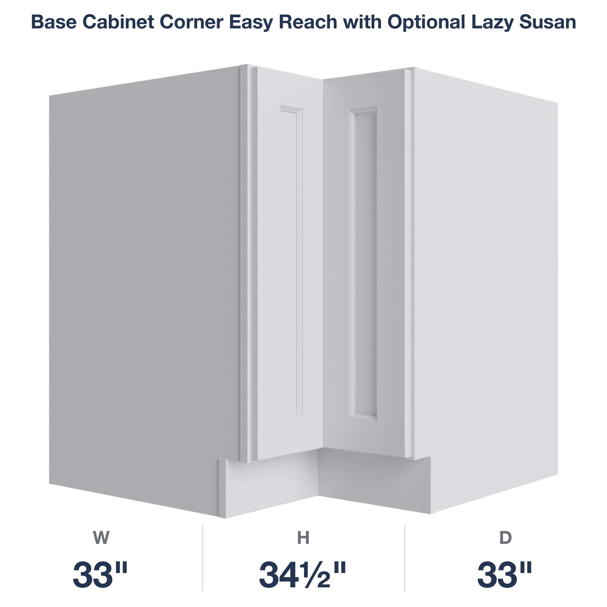 Belmont-White Base Cabinet Corner Easy Reach with Optional Lazy Susan