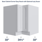 Belmont-White Base Cabinet Corner Easy Reach with Optional Lazy Susan
