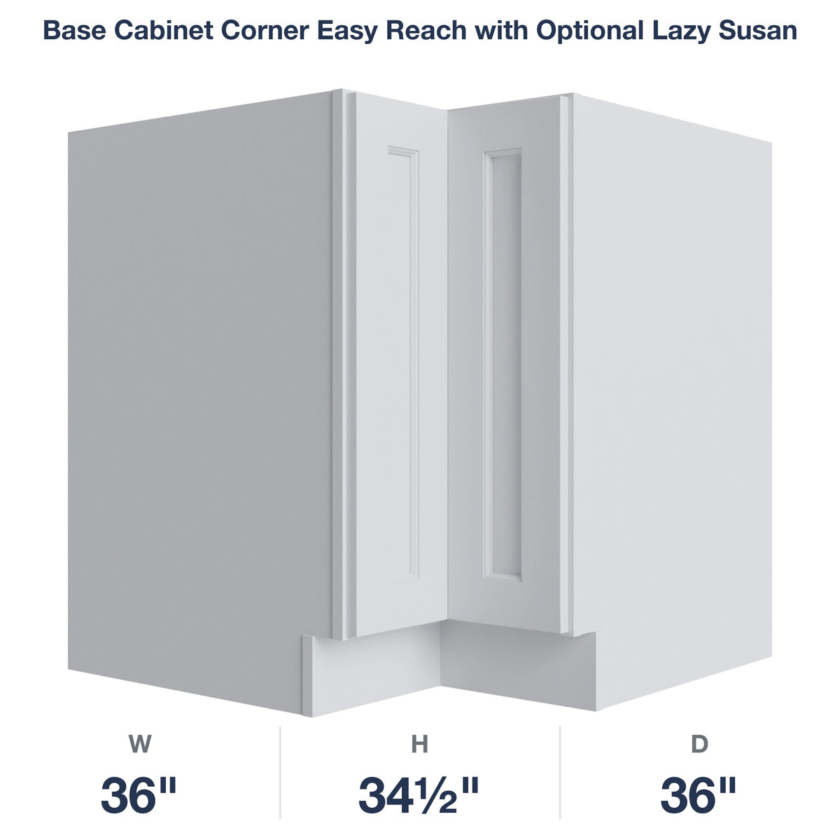 Belmont-White Base Cabinet Corner Easy Reach with Optional Lazy Susan