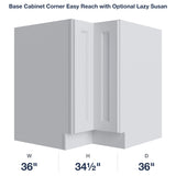 Belmont-White Base Cabinet Corner Easy Reach with Optional Lazy Susan