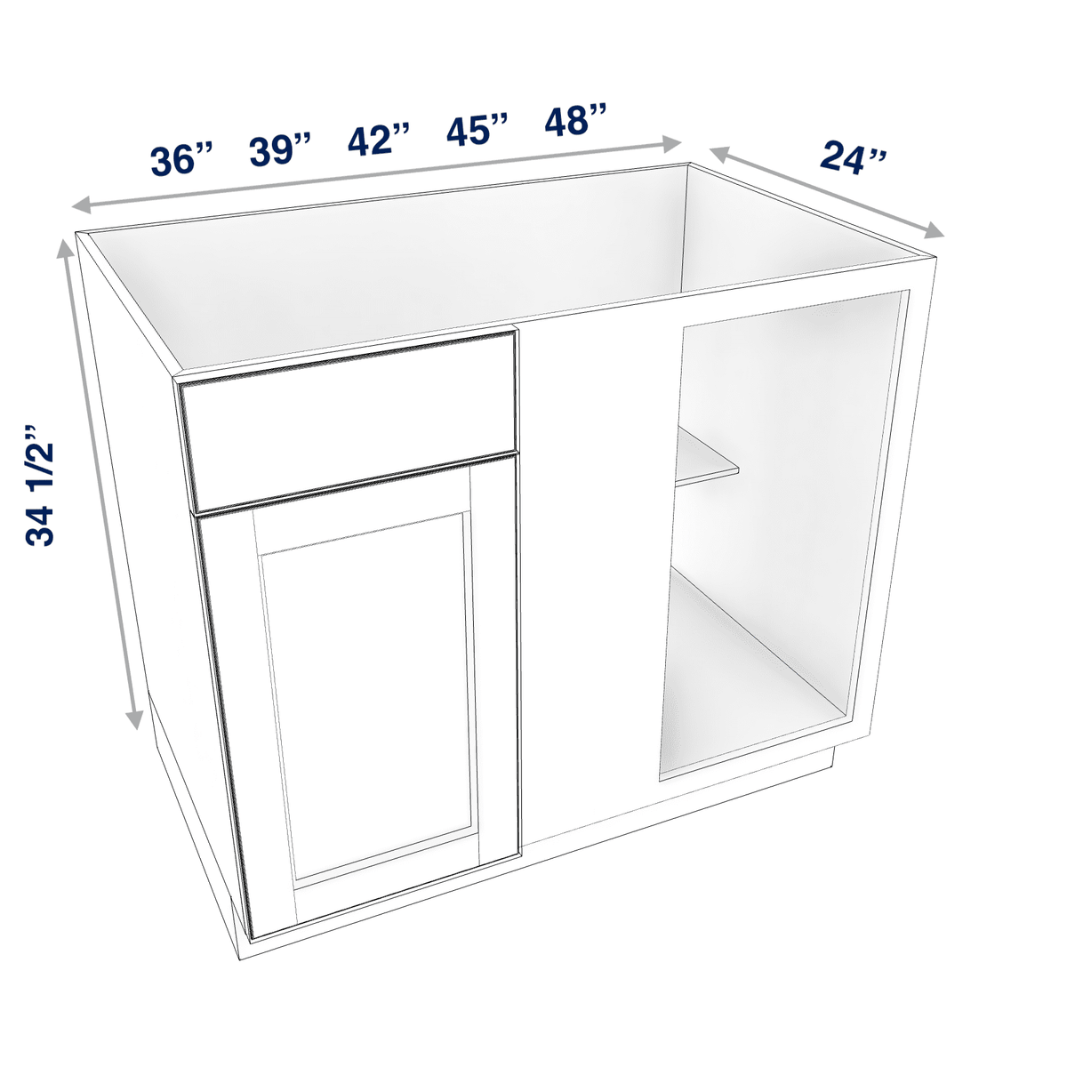 Smoky-Grey Assembled Base Cabinet Corner Blind