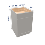 Misty-Grey Assembled Base Cabinet 1 Door 1 Drawer