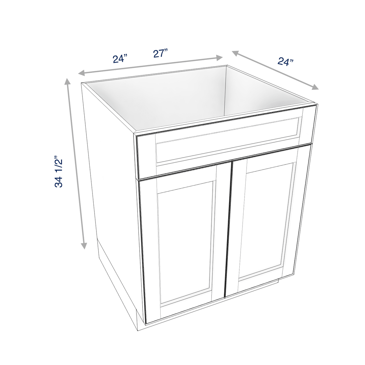 Luxor-White Assembled Base Cabinet 2 Door 1 Drawer