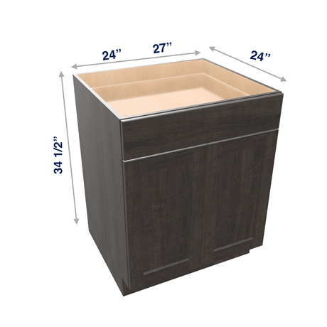 Smoky-Grey Assembled Base Cabinet 2 Door 1 Drawer