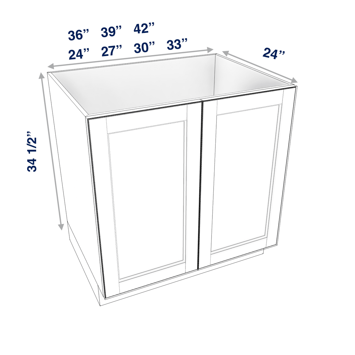 Smoky-Grey Assembled Base Cabinet 2 Door Full-Height