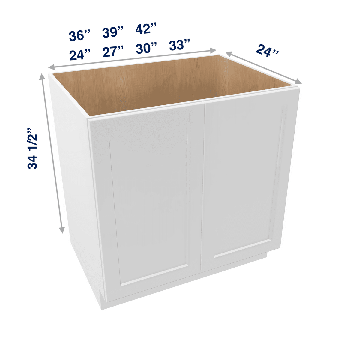 Luxor-White Assembled Base Cabinet 2 Door Full-Height