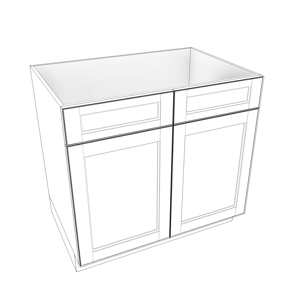 Smoky-Grey Assembled Base Cabinet 2 Door 2 Drawer
