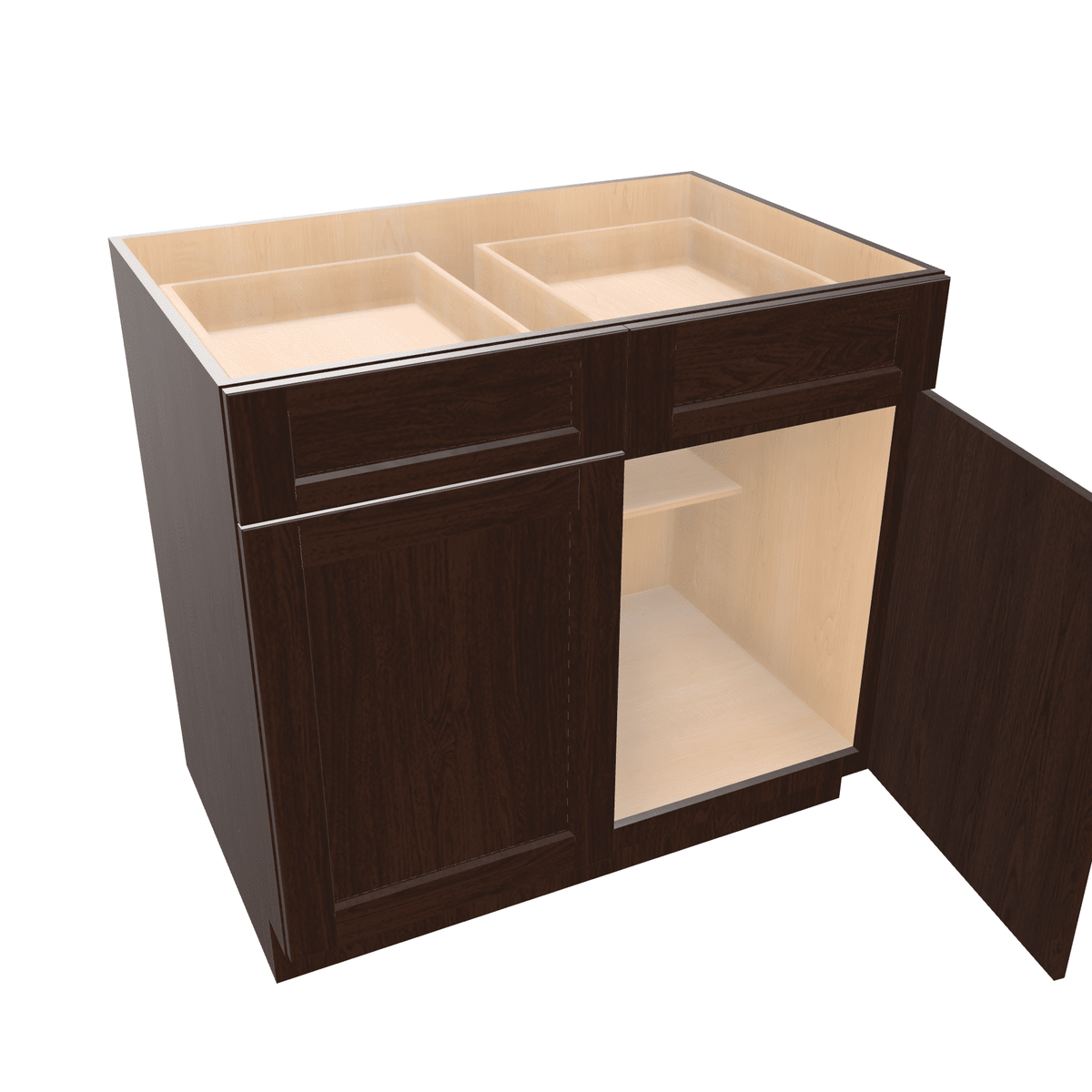 Espresso Assembled Base Cabinet 2 Door 2 Drawer