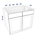 Smoky-Grey Assembled Base Cabinet 2 Door 2 Drawer
