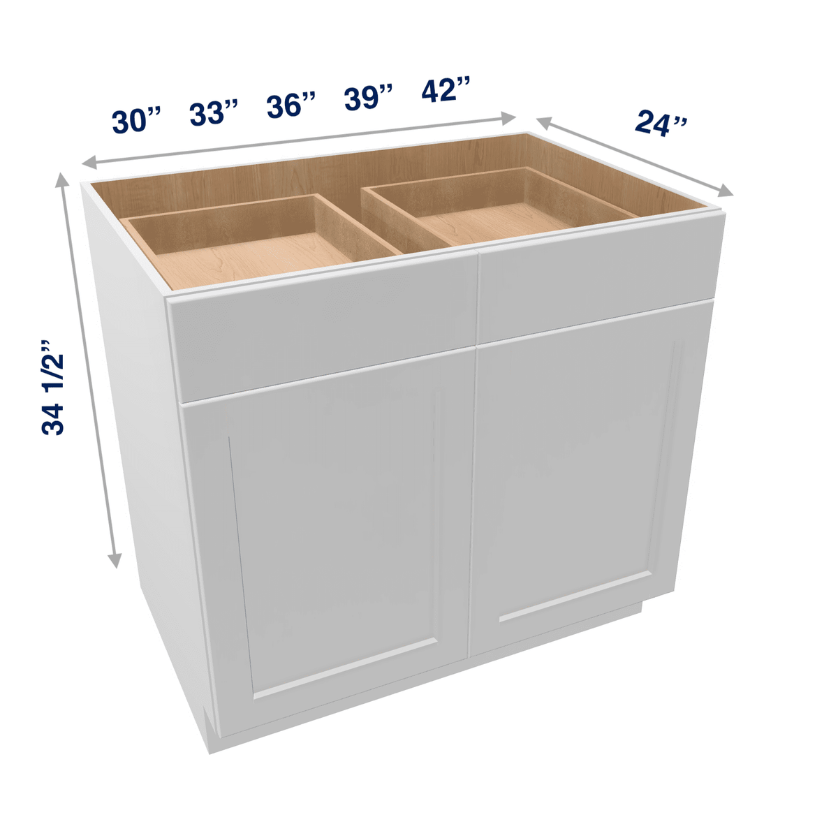 Luxor-White Assembled Base Cabinet 2 Door 2 Drawer