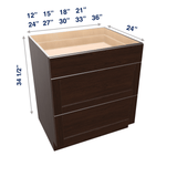 Espresso Assembled Base Cabinet 3 Drawer
