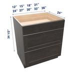 Smoky-Grey Assembled Base Cabinet 3 Drawer