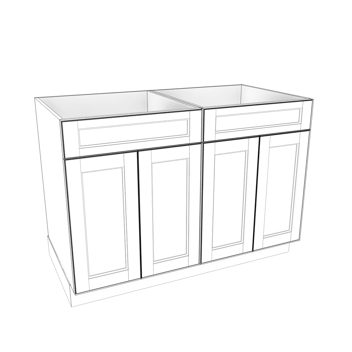 Smoky-Grey Assembled Base Cabinet 4 Door 2 Drawer 48" Wide