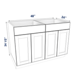 Smoky-Grey Assembled Base Cabinet 4 Door 2 Drawer 48" Wide