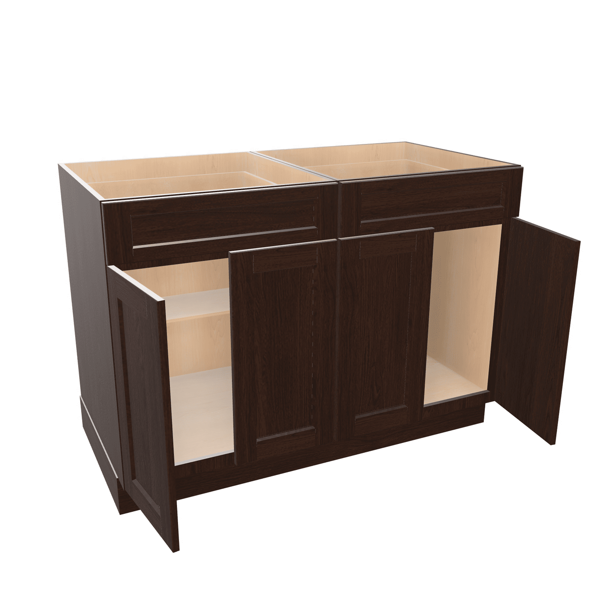 Espresso Assembled Base Cabinet 4 Door 2 Drawer 48" Wide