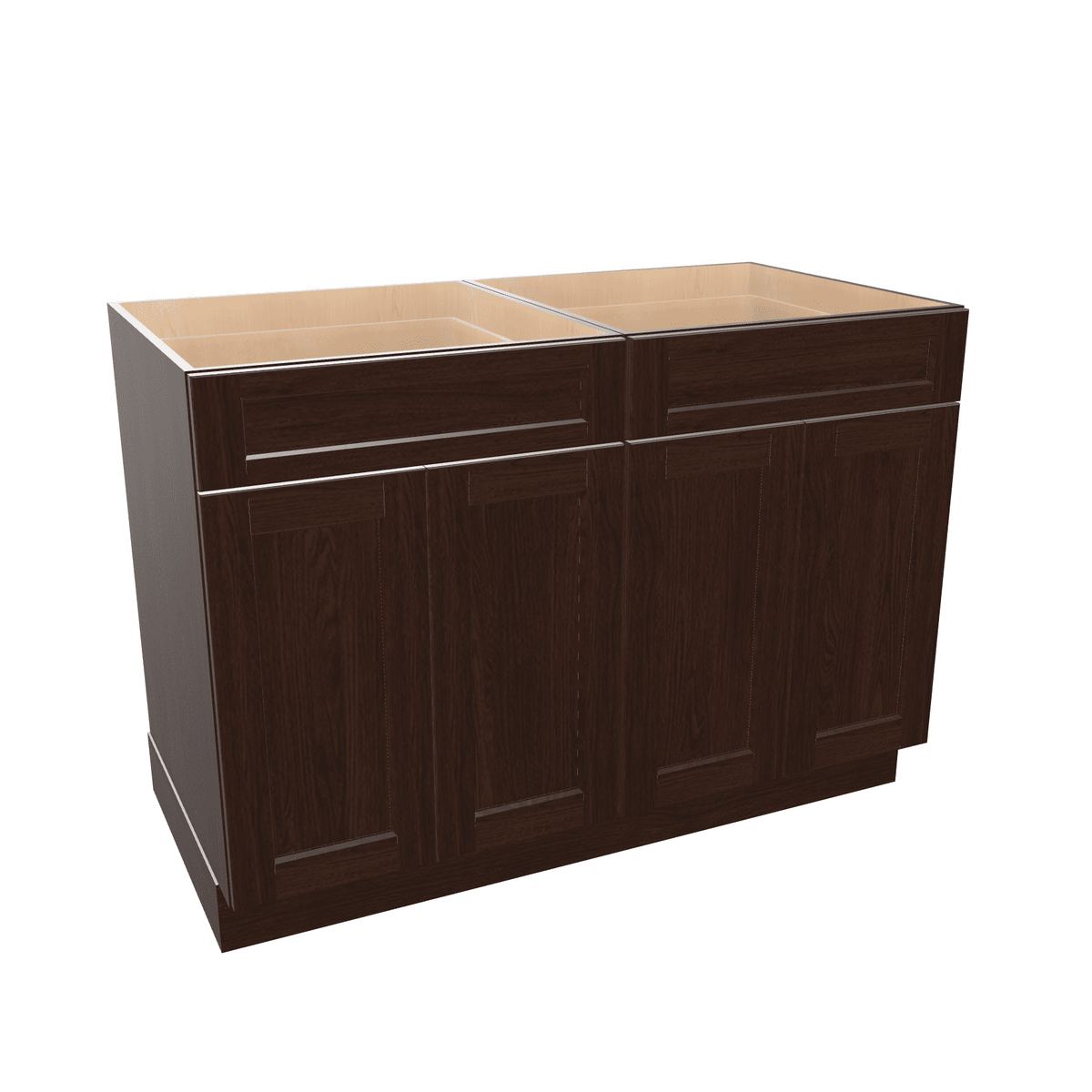 Espresso Assembled Base Cabinet 4 Door 2 Drawer 48" Wide