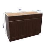 Espresso Assembled Base Cabinet 4 Door 2 Drawer 48" Wide