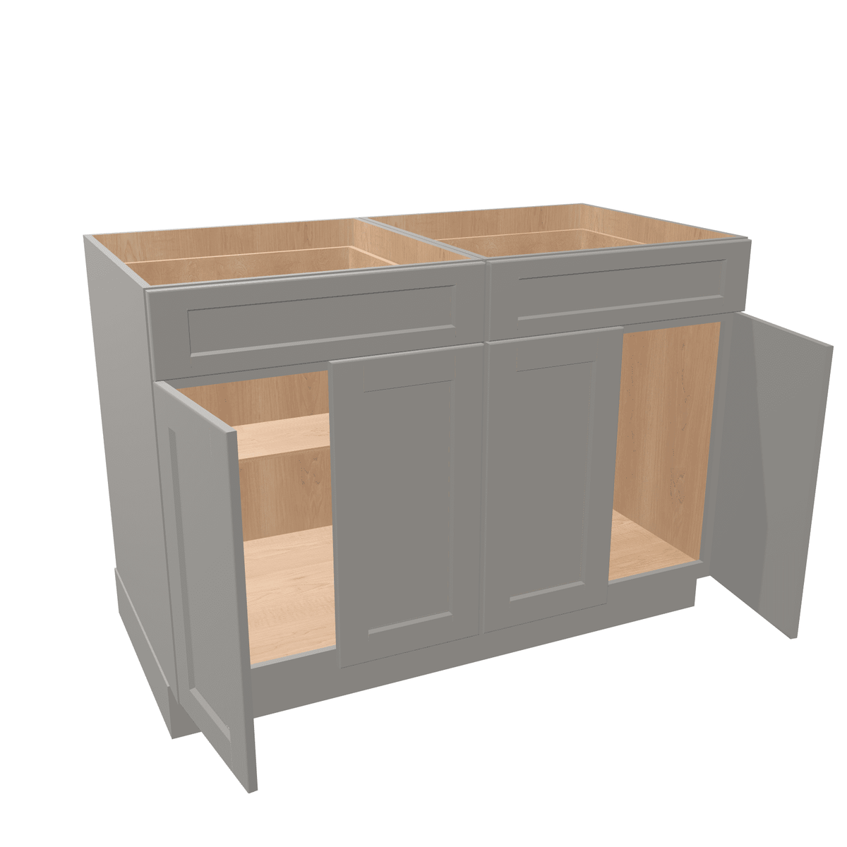 Misty-Grey Assembled Base Cabinet 4 Door 2 Drawer 48" Wide