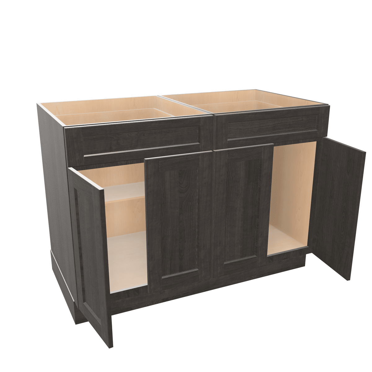 Smoky-Grey Assembled Base Cabinet 4 Door 2 Drawer 48" Wide