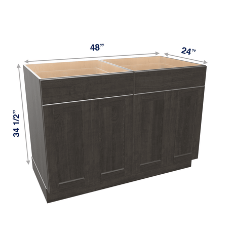 Smoky-Grey Assembled Base Cabinet 4 Door 2 Drawer 48" Wide