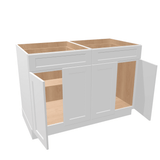 Luxor-White Assembled Base Cabinet 4 Door 2 Drawer 48" Wide