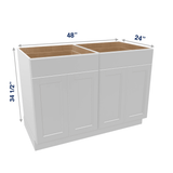 Luxor-White Assembled Base Cabinet 4 Door 2 Drawer 48" Wide