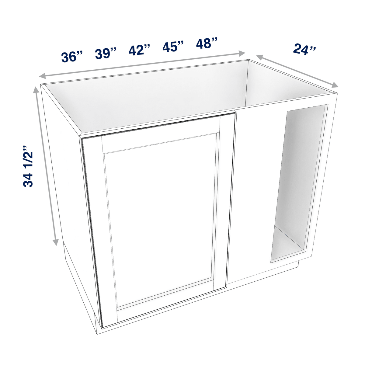 Smoky-Grey Assembled Base Cabinet Corner Blind Full Height