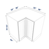 Smoky-Grey Assembled Base Cabinet Corner Easy Reach or Lazy Susan Carousel