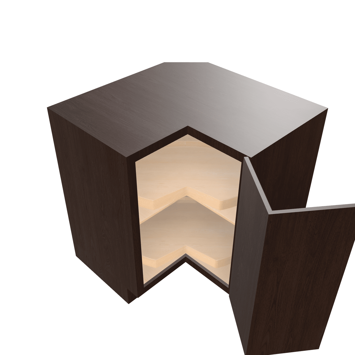 Espresso Assembled Base Cabinet Corner Easy Reach or Lazy Susan Carousel