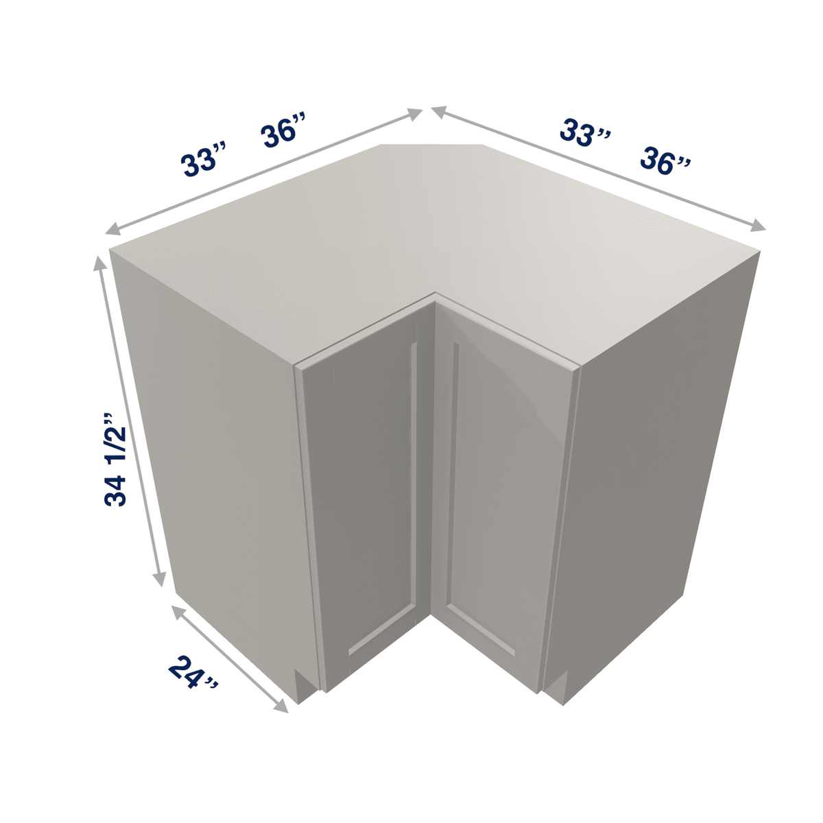 Misty-Grey Assembled Base Cabinet Corner Easy Reach or Lazy Susan Carousel