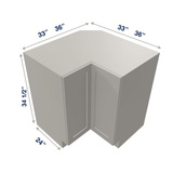 Misty-Grey Assembled Base Cabinet Corner Easy Reach or Lazy Susan Carousel